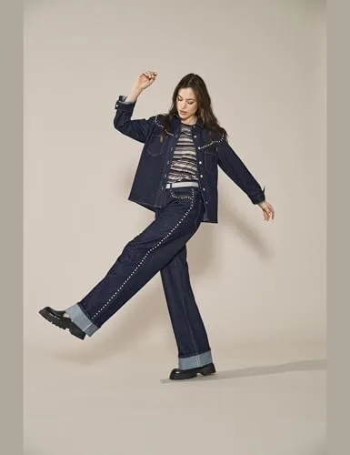 ONLY ▫️ Onlhope HW Wide Stud Fold Up Dnm Mae para mulher 2