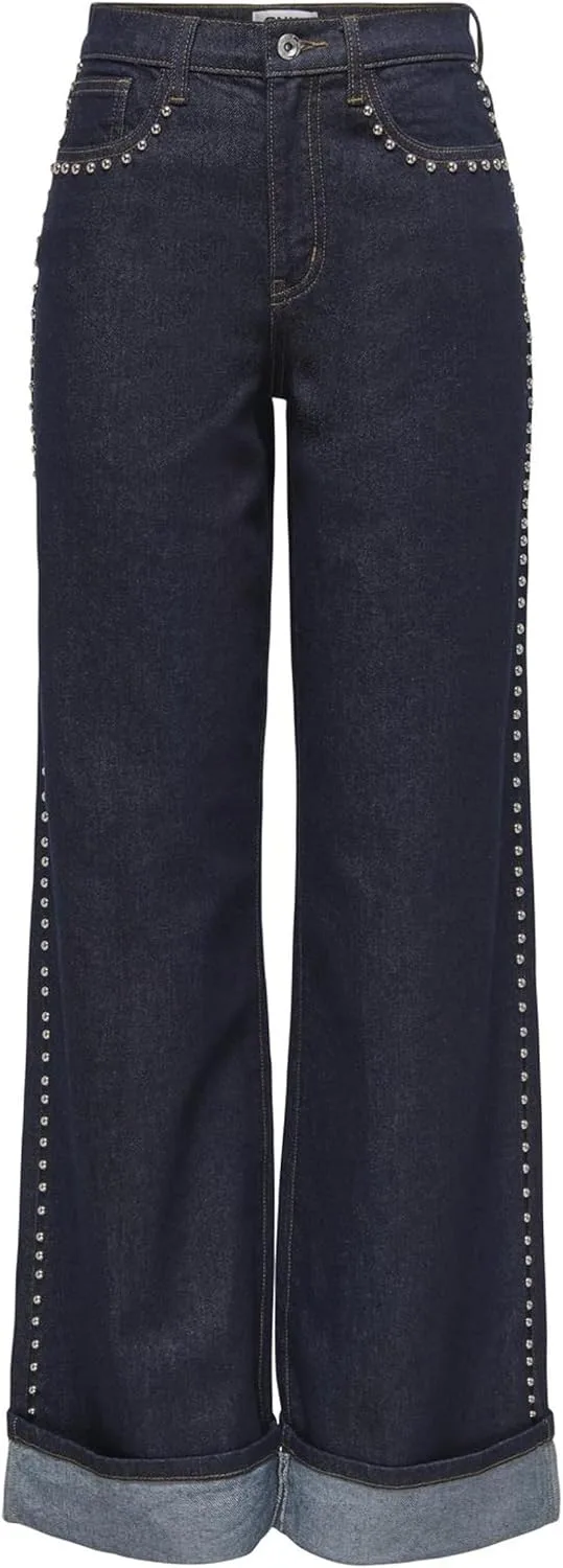 ONLY ▫️ Onlhope HW Wide Stud Fold Up Dnm Mae para mulher