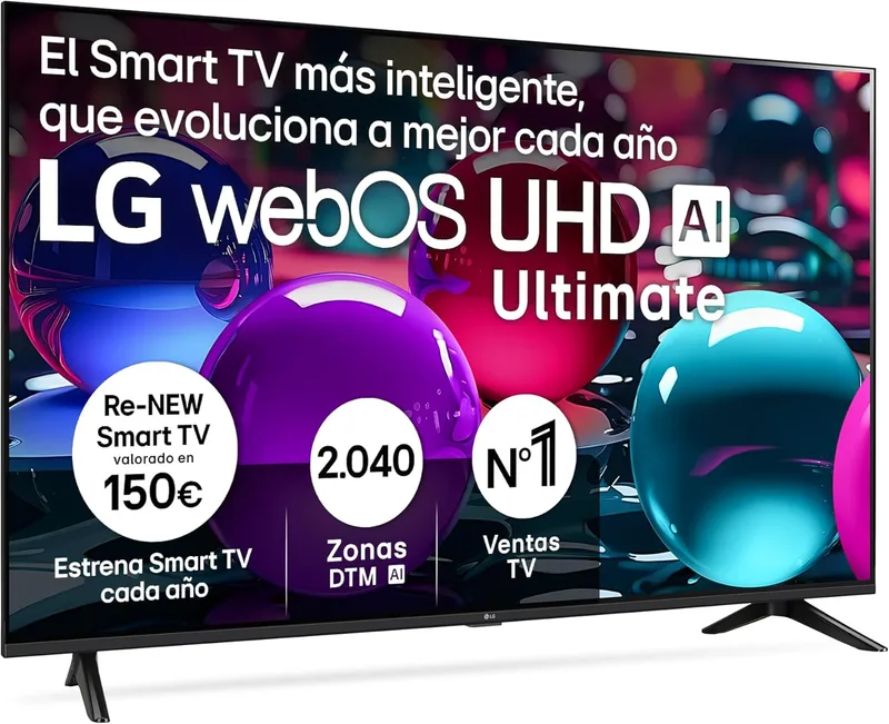 LG 65UA73006LA - TV de 65" 65", 4K UHD, WebOS 25, Ultimate IA, HDR10 Pro, Super Upscaling, Dolby Digital Plus, Google Assistant, Preto
