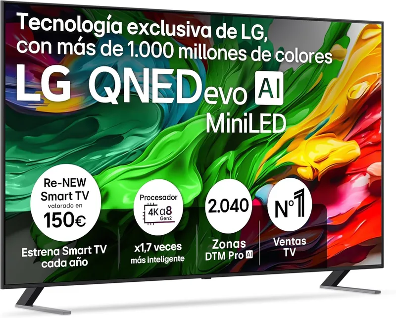 LG ▫️ 86QNED85A6C - TV de 86", 4K QNED EVO, Smart TV, WebOS 25, Processador Potente e Inteligente, MiniLED com IA, Super Upscaling, Dolby Vision e Digital Plus, Alexa/Google Assistant, Preto