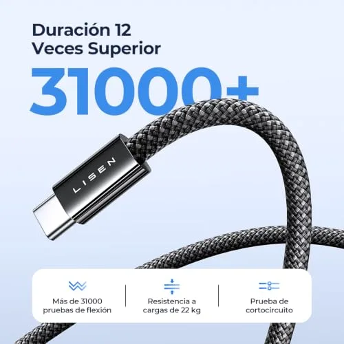 LISEN ▫️ 240 W Cabo USB-C de carregamento rápido, 2 m, cabo USB-C para Tipo C PD3.2 SPR AVS 5