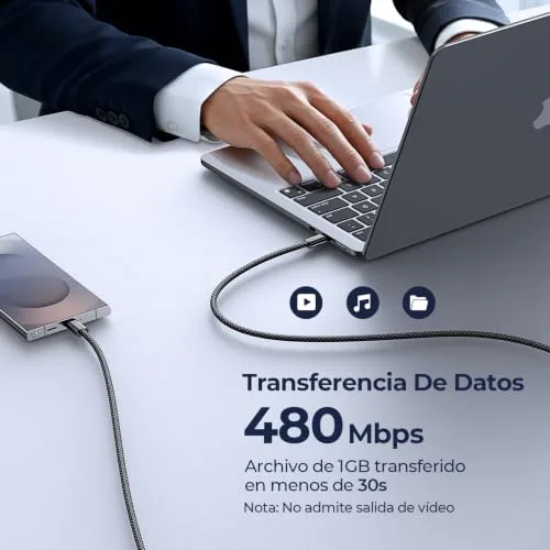 LISEN ▫️ 240 W Cabo USB-C de carregamento rápido, 2 m, cabo USB-C para Tipo C PD3.2 SPR AVS 7