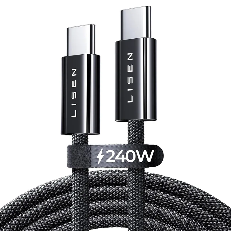 LISEN ▫️ 240 W Cabo USB-C de Carregamento Rápido, 2 m PD 3.0 Cabo USB-C para Tipo C | USB Tipo C para iPhone 17, 16, Pro Max, MacBook, iPad Air, Samsung S25, S24, Pixel 9, Xiaomi, Switch e Steam Deck