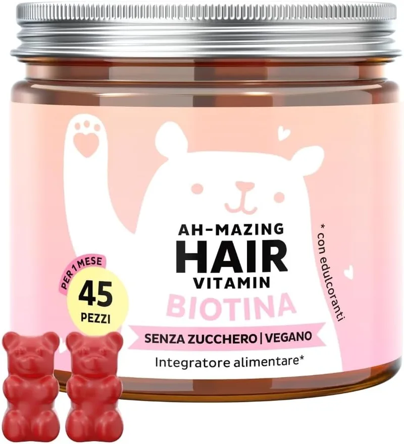 Bears with Benefits ▫️ Ah-mazing Hair Vitamin Biotina para cabelos fortes 45 ursinhos de goma sem açúcar - 987492752