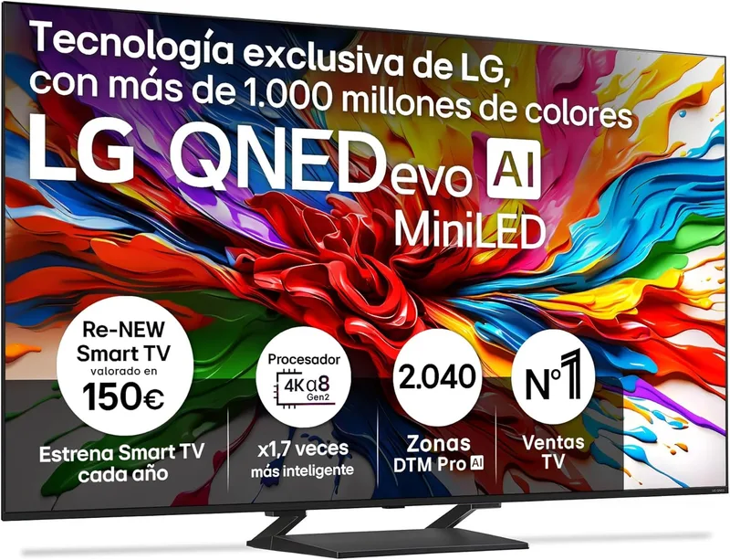 LG ▫️ 85QNED93A6A - TV de 85", 4K QNED EVO, Smart TV, WebOS 25, Processador potente e inteligente, MiniLED com IA, Super Upscaling, Dolby Vision e Atmos, Alexa/Google Assistant, Preto