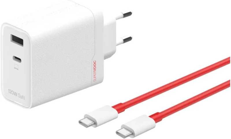 OnePlus ▫️ Carregador SUPERVOOC 120W Carregador rápido USB-C de porta dupla com cabo Branco