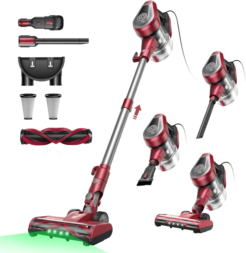 Vexilar ▫️ Aspirador com fio C8, 60 kPa, com 7 metros de fio, depósito de pó de 1,5 L, design elegante, aspirador vertical 3 em 1, aspirador para pisos/tapetes/pêlos/carro