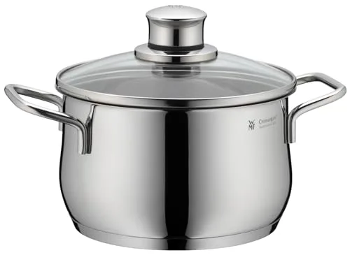 WMF ▫️ Diadem Plus - Conjunto de cozinha de 7 peças, aço inoxidável compatível com indução, 1 panela rasa de 20 cm, 2 panelas altas de 16 cm e 24 cm, 1 caçarola de 16 cm com 3 tampas de vidro 3