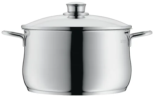 WMF ▫️ Diadem Plus - Conjunto de cozinha de 7 peças, aço inoxidável compatível com indução, 1 panela rasa de 20 cm, 2 panelas altas de 16 cm e 24 cm, 1 caçarola de 16 cm com 3 tampas de vidro 4