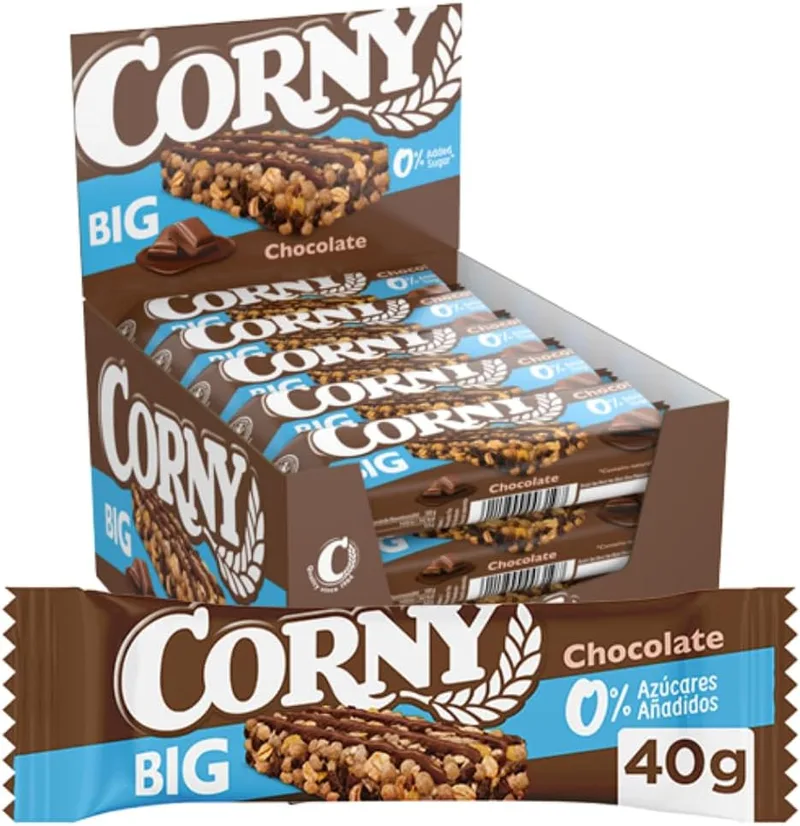 Corny ▫️ Big Barritas Sem Açúcares Adicionados, Sabor a Chocolate, 40 g | Mais Chocolate, Formato Grande, Cereais Crocantes, Fonte de Energia e Fibra, Snack para o Desporto