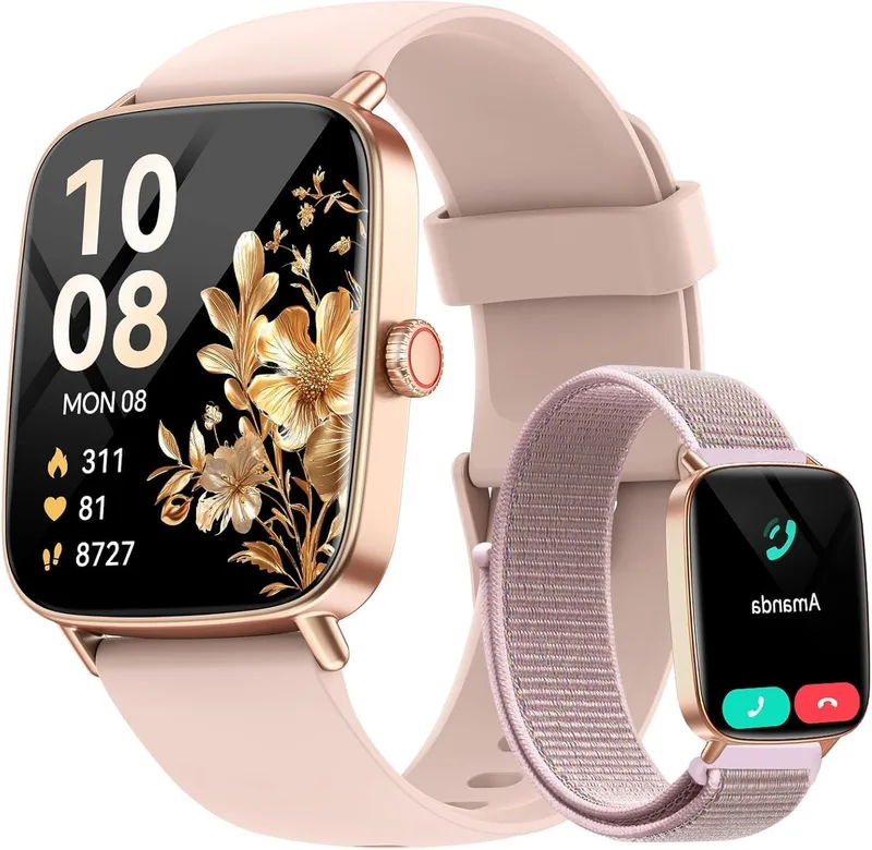 aeac ▫️ Smartwatch feminino com chamadas, Smartwatch feminino de 1,85", notificações do Whatsapp, mais de 110 modos desportivos, relógio inteligente com medidor de SpO2/pulso/monitor de sono, relógios IP68 para iPhone Android