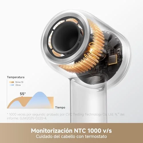 MOVA ▫️ Secador de cabelo Shine 10, secagem rápida com tecnologia de bloqueio de humidade, motor sem escovas a 110 000 RPM, tratamento com plasma, Thermo-Control NTC a 1 000 vezes por segundo, perfeito para salões de beleza e viagens 3
