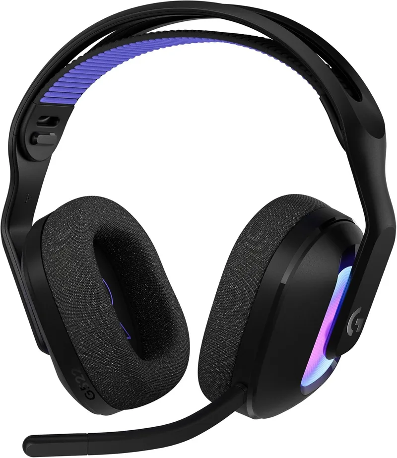 Logitech G ▫️ G522 Lightspeed Auscultadores sem fios para jogos, LIGHTSYNC RGB, microfone e áudio avançado, ligação tripla - Lightspeed, Bluetooth, USB-A para USB-C para PC - Preto
