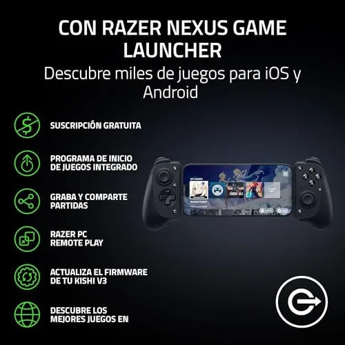 Razer ▫️ Kishi V3 - Comando háptico de jogos USB-C para iPhones e smartphones Android - Plug and Play - joysticks analógicos anti-drift (12 botões - hápticos Sensa HD - aplicação Nexus) Preto 5