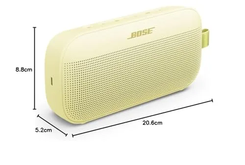 Bose ▫️ SoundLink Flex (2.ª geração), coluna portátil sem fios com Bluetooth, pequena e potente para festas ao ar livre, até 12 horas de autonomia, resistente à água (IP67) e ao pó, cor amarelo-limão 6