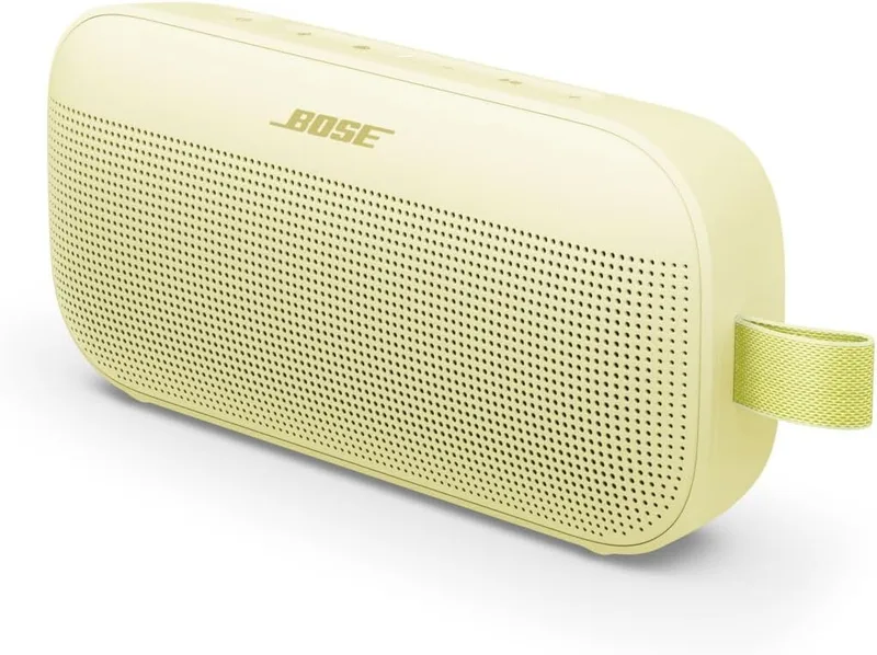 Bose ▫️ SoundLink Flex (2.ª geração), coluna portátil sem fios com Bluetooth, pequena e potente para festas ao ar livre, até 12 horas de autonomia, resistente à água (IP67) e ao pó, cor amarelo-limão