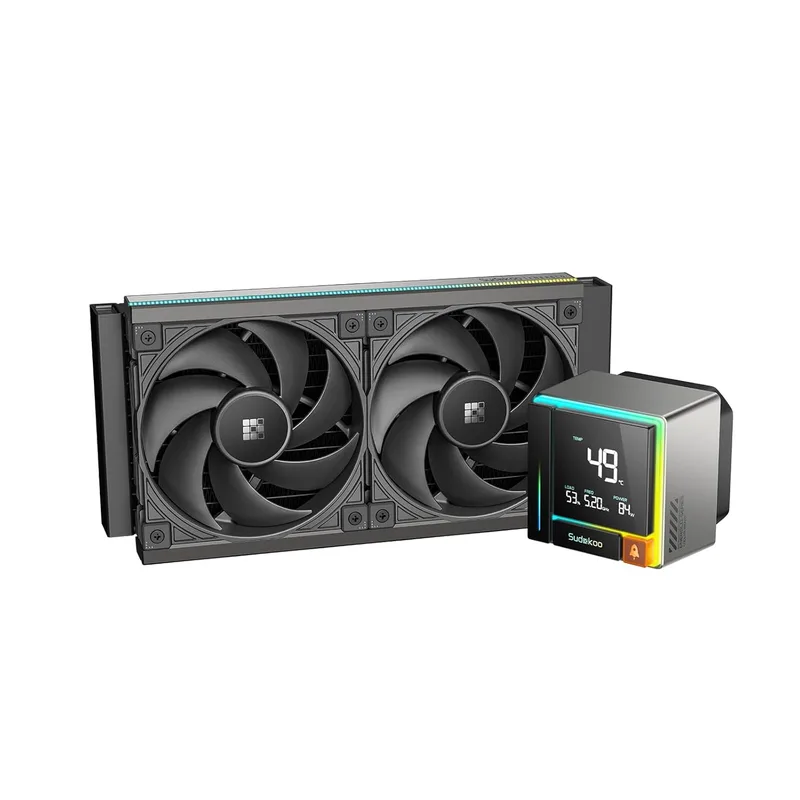 Sudokoo ▫️ ENERGLO 240 Refrigeração Líquida para PC: AIO de 240 mm com ecrã LCD segmentado, dissipador de CPU com duas ventoinhas PWM FDB e bomba PWM de 2500-3400 RPM para Intel LGA1851/1700/1200/115X e AMD AM5/AM4
