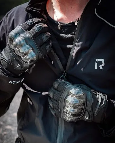 IRON JIA'S ▫️ Luvas de Moto de Verão para Homem da IRON JIA com Casca Rígida em Fibra de Carbono, Respiráveis e com Tela Tátil Suave para Motociclismo, Alpinismo e Caminhadas - Preto - Tamanho L 2