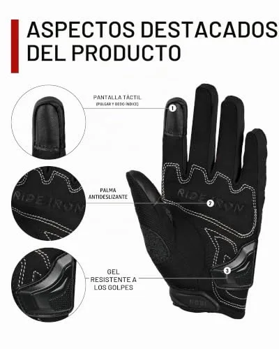 IRON JIA'S ▫️ Luvas de Moto de Verão para Homem da IRON JIA com Casca Rígida em Fibra de Carbono, Respiráveis e com Tela Tátil Suave para Motociclismo, Alpinismo e Caminhadas - Preto - Tamanho L 3