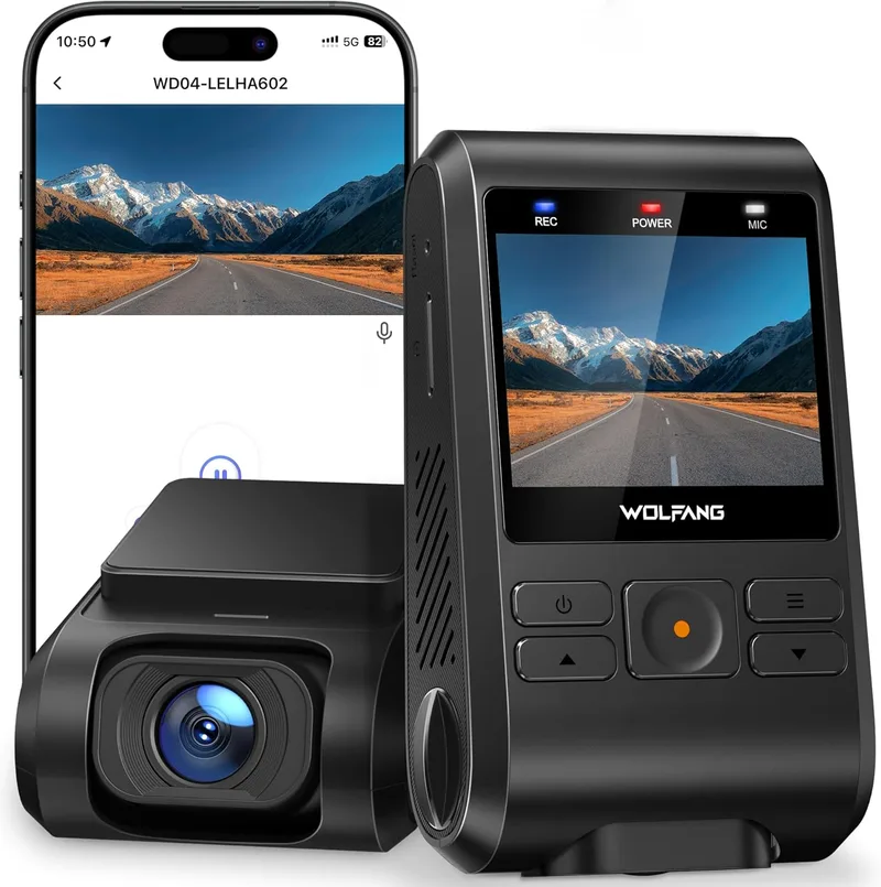 WOLFANG ▫️ Câmara de carro 2,5K FHD, câmara de bordo com lente dupla para automóveis, grande angular de 170°, monitor de estacionamento 24 horas com gravação em loop e sensor G