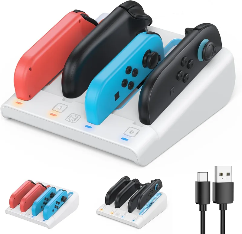 FASTSNAIL ▫️ Base de carregamento 8 em 1 compatível com o Switch 1/2 para a Nintendo Switch2 e com o Switch/OLED para os Joy-Con2, estação de carregamento magnética bidirecional para acessórios Joypad Switch2
