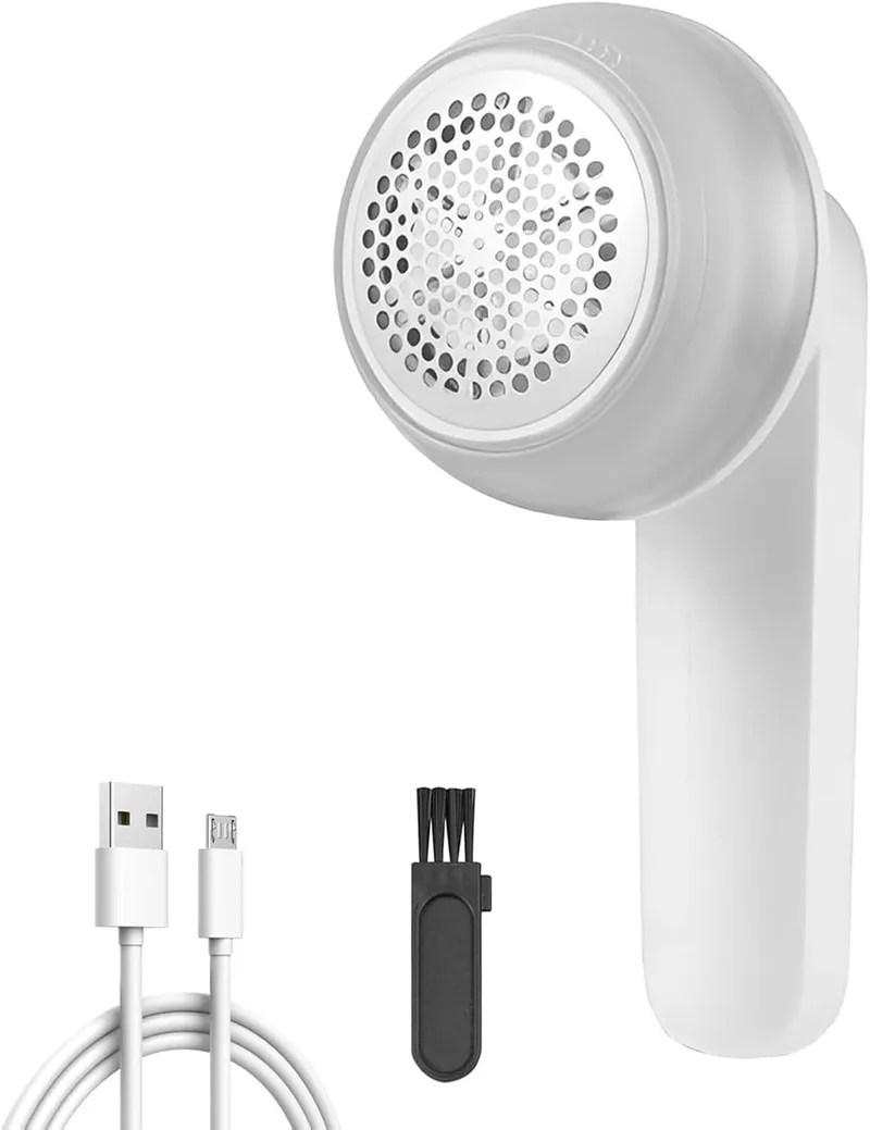 LULUWA ▫️ Removedor de borbotos elétrico, máquina de barbear elétrica para tecidos, recarregável por USB, anti-borbotos para roupa, 6 lâminas, para camisolas, máquina de barbear para bolinhas, anti-bouloches, móveis e coberturas (branca)