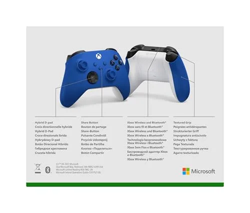 Xbox ▫️ Comando sem fios Shock Blue para Series X|S, One, Windows 10/11, iOS e Android 6