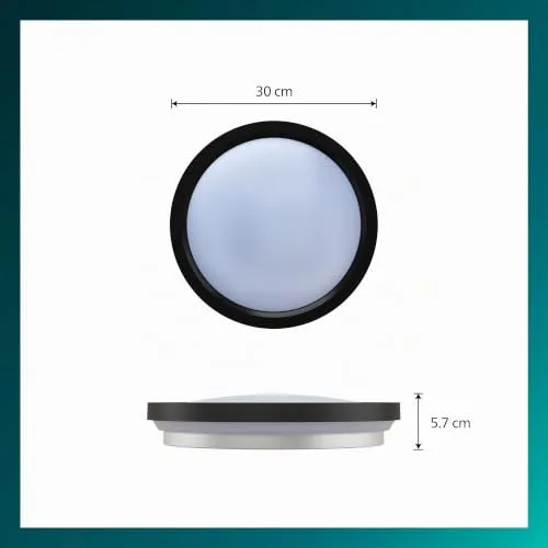 Philips ▫️ Luz de teto LED com comando à distância, redonda, 30 cm, regulável, luz branca ajustável, sala de estar, quarto, sem cintilação nem encandeamento, design moderno, preta 3