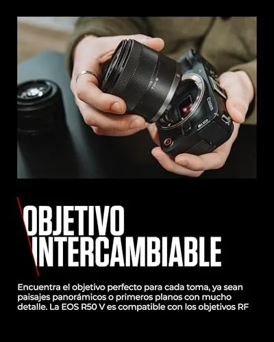 Canon ▫️ EOS R50 V - (Corpo da câmara) para vlogging, compatível com objetivas RF | Criadores de conteúdo, vlogs e viagens | Ligação por Bluetooth 5