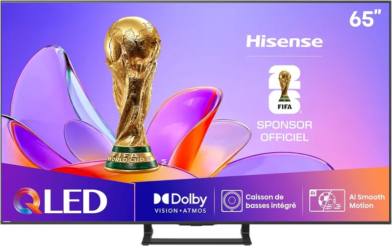 Hisense ▫️ 65A7Q - QLED Smart TV, Dolby Vision e Atmos, subwoofer incorporado, modo de jogo 60 Hz, Bluetooth e HDMI 2.1, partilha de TV, Alexa incorporada e voz VIDAA