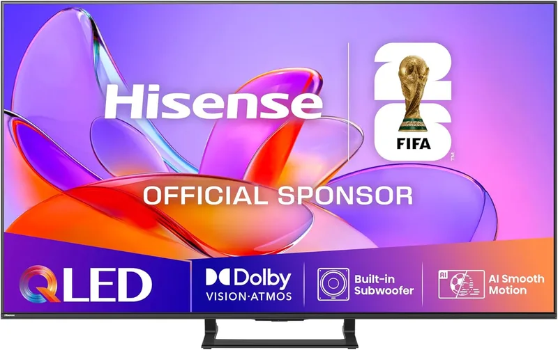 Hisense 55A7Q - QLED Smart TV 55 polegadas, AI Smooth Motion, Dolby Vision, Dolby Atmos, Subwoofer integrado, Game Mode Plus, AI Sports Mode, Bluetooth e HDMI 2.1, Controlo por voz Alexa