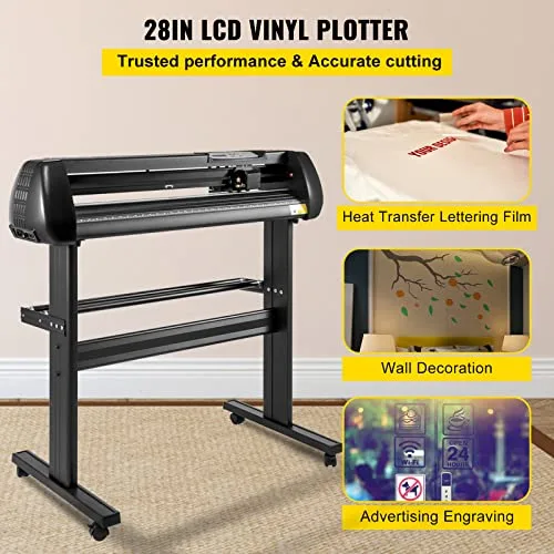 VEVOR ▫️ Máquina de corte de vinil com suporte de chão, plotter de vinil, memória de 128K a 2M, 28 polegadas, com força e velocidade ajustáveis para a produção de sinalética 2