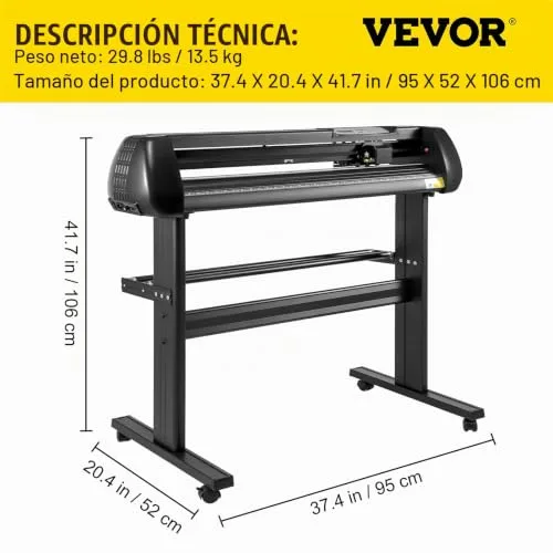 VEVOR ▫️ Máquina de corte de vinil com suporte de chão, plotter de vinil, memória de 128K a 2M, 28 polegadas, com força e velocidade ajustáveis para a produção de sinalética 7