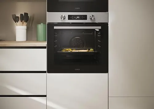 CANDY ▫️ Bake 600 CA6 N1T1HTX Forno Multifunções, 71 L, Conectividade Wi-Fi, 1 tabuleiro e 1 grelha, Limpeza hidrolítica, 9 funções, Ecrã Basic UX, Porta de vidro duplo, Preto e aço inoxidável 3