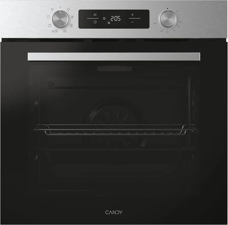 CANDY ▫️ Bake 600 CA6 N1T1HTX Forno Multifunções, 71 L, Conectividade Wi-Fi, 1 tabuleiro e 1 grelha, Limpeza hidrolítica, 9 funções, Ecrã Basic UX, Porta de vidro duplo, Preto e aço inoxidável
