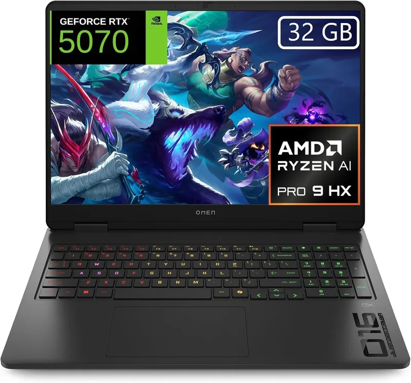 HP ▫️ OMEN 16-ap0019ns, Portátil para jogos de 16" 2,5K WQXGA (AMD Ryzen AI 9 365, 32 GB de RAM, SSD de 1 TB, NVIDIA GeForce RTX 5070, FreeDos) - Preto - Teclado QWERTY espanhol