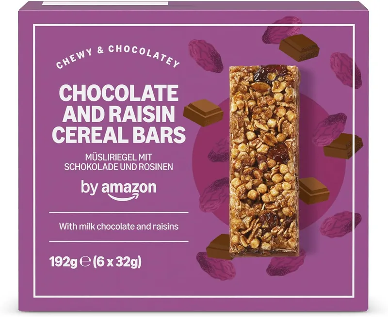 by Amazon ▫️ por Amazon Barra de cereais com passas e chocolate, 192g