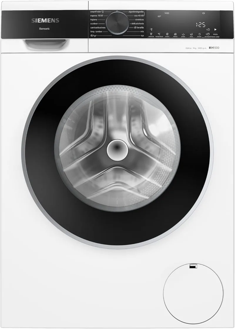 SIEMENS ▫️ Máquina de lavar roupa de carregamento frontal, 9 kg, 1400 r.p.m, anti-manchas, motor iQdrive, branco, WG44G2ZAES