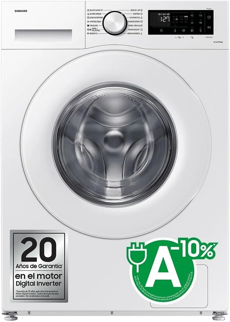 Samsung ▫️ Máquina de lavar roupa de carregamento frontal, 11 kg, Classe A-10%, WW11DG5B25TEEC | Poupa até 70% de energia graças à IA, à tecnologia AI EcoBubble, ao programa Super Speed 39 e ao programa de vapor