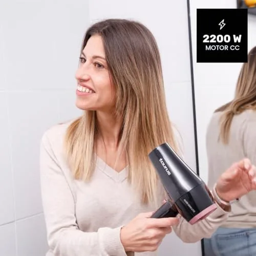 Taurus ▫️ Secador Alize 2200 Lite | 2200 W | 2 configurações de velocidade e temperatura | Jato de ar frio | Compacto | Ultraleve | Portátil | Inclui concentrador | Preto 2