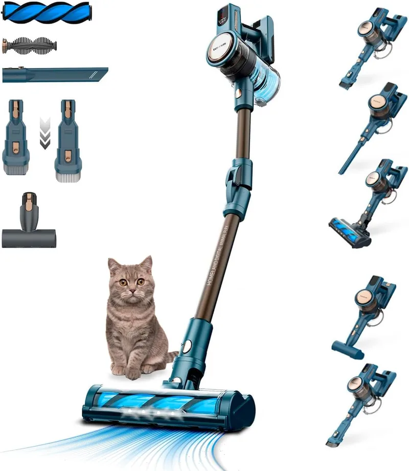 Taurus ▫️ Aspirador Pátria Digital Animal Flex | 415W | 3 velocidades | Sem fio | Bateria 3h | Autonomia 60min | Giro 180º | LED Ótico | 2 Escovas | 2 Escovas