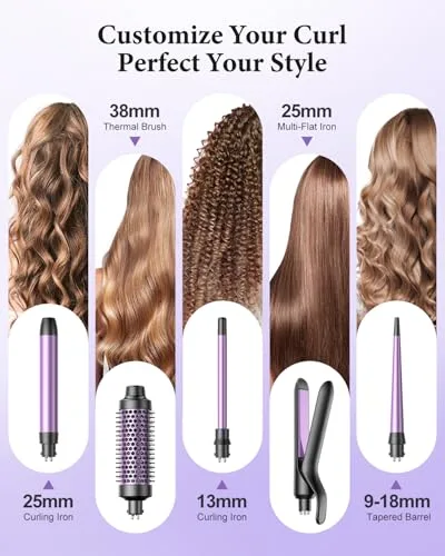 BESTOPE PRO ▫️ Ferro de ondular 5 em 1 - Com alisador, escova térmica, modelador de ondas (9 mm-25 mm), temperatura ajustável - Para viagens e presentes - Kit de modelador de cabelo 2