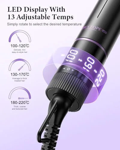 BESTOPE PRO ▫️ Ferro de ondular 5 em 1 - Com alisador, escova térmica, modelador de ondas (9 mm-25 mm), temperatura ajustável - Para viagens e presentes - Kit de modelador de cabelo 3