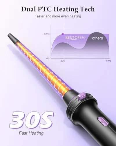 BESTOPE PRO ▫️ Ferro de ondular 5 em 1 - Com alisador, escova térmica, modelador de ondas (9 mm-25 mm), temperatura ajustável - Para viagens e presentes - Kit de modelador de cabelo 4