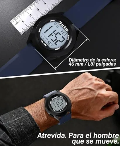 SOCICO ▫️ Relógio Digital para Homem, Resistente à Água até 30M, Desportivo, Cronómetro, Iluminação 2