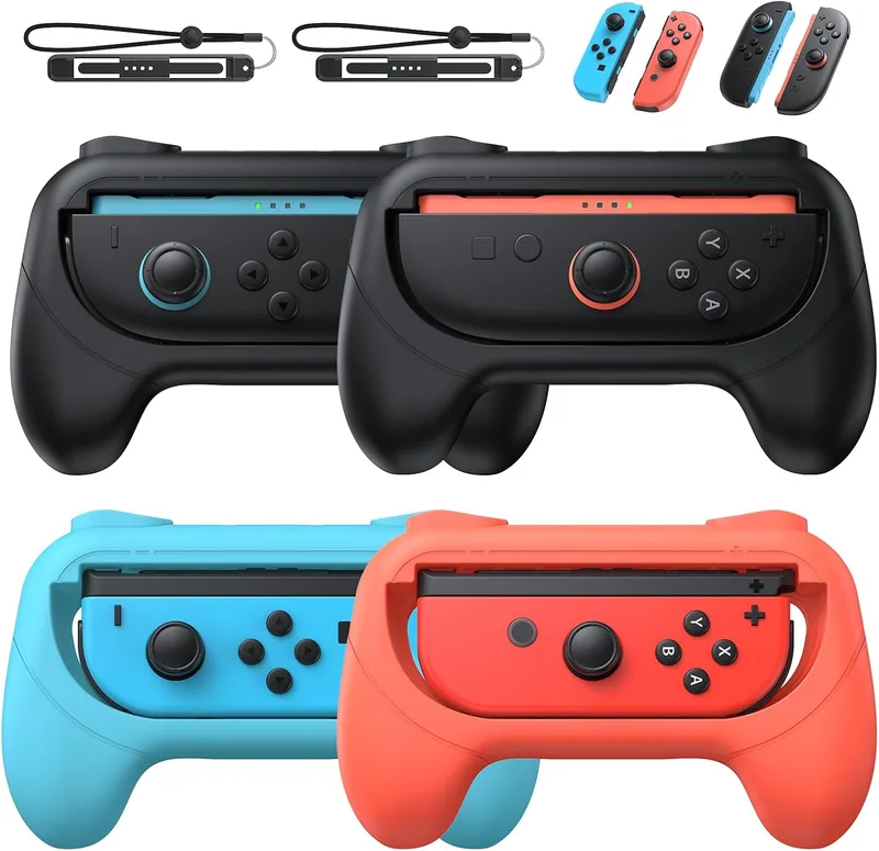 FASTSNAIL ▫️ Switch2 - Punhos para comando, embalagem de 4 (preto, preto e azul-laranja)