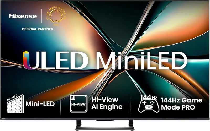 Hisense ▫️ 50U7Q - Smart TV MiniLED de 50 polegadas, Hi-QLED MiniLED, Modo Jogo com 144 Hz nativos, subwoofer integrado, Hi-View AI Engine, IMAX Enhanced, Filmmaker Mode, Dolby Vision IQ, HDR 10+ Adaptive