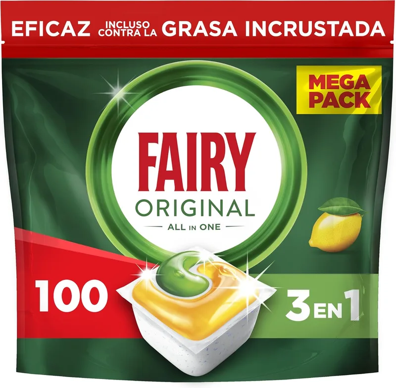 FAIRY ▫️ Original All In One Cápsulas para a Máquina de Lavar Loiça Limão, 100 Cápsulas