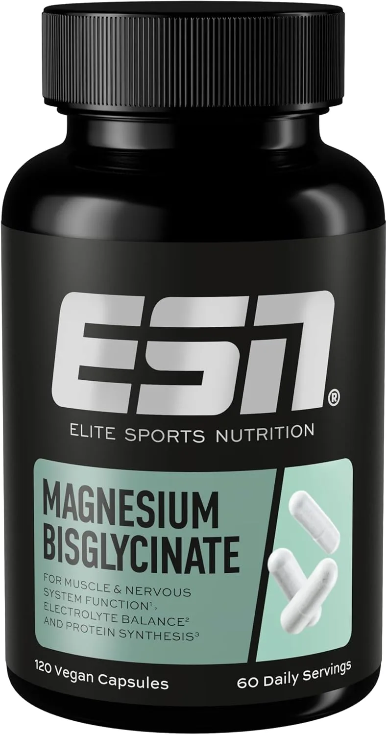 ESN ▫️ Magnesium Caps, 120 cápsulas | 194 mg de magnésio por dose diária - Cápsulas de bisglicinato de magnésio, elevada biodisponibilidade - Fabricado na Alemanha