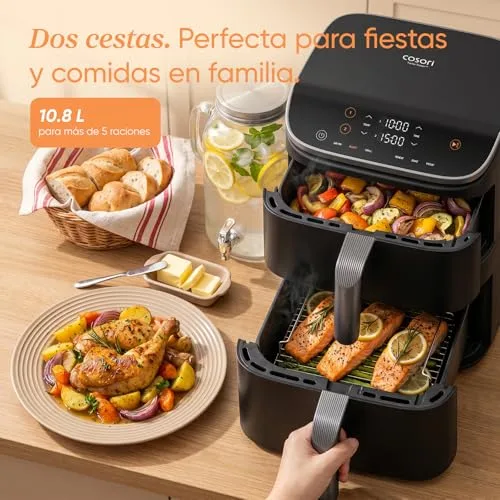 Cosori ▫️ Fritadeira de ar quente Turbo Tower de 10,8 L, com cesto duplo vertical 2